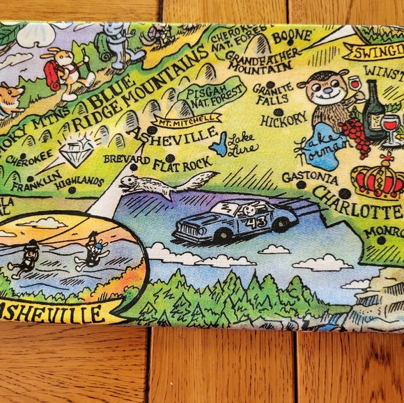 New with tags. NORTH CAROLINA TEA TOWEL poster style tea towel. KAY DEE DESIGNS - Picture 2 of 8